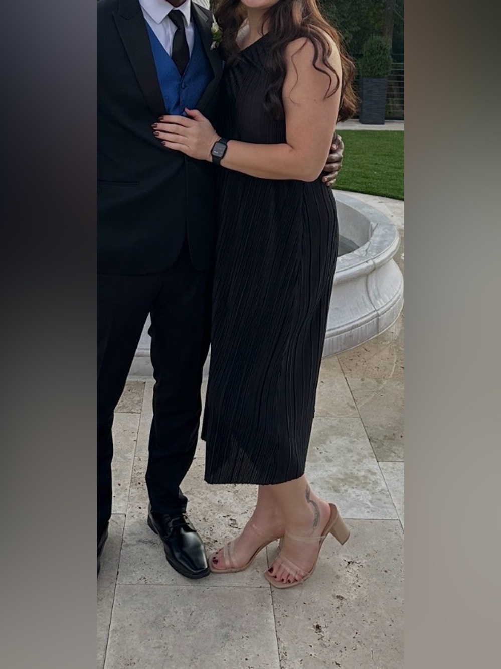Black Pleated Midi Dress